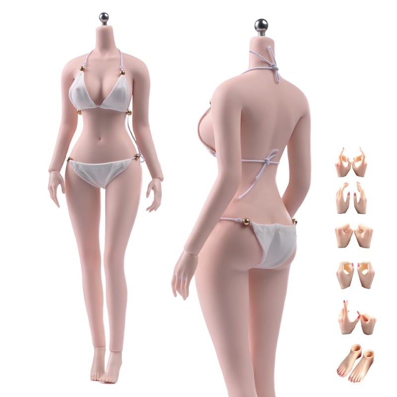 Fremego 16 Scale Female Body12inch Super Flexible Plump Body Type Female Figure with Detachable Feet Hand Shapes Seamless Miniature Action Figure Collectible 240101P Pale Skin - Image 2
