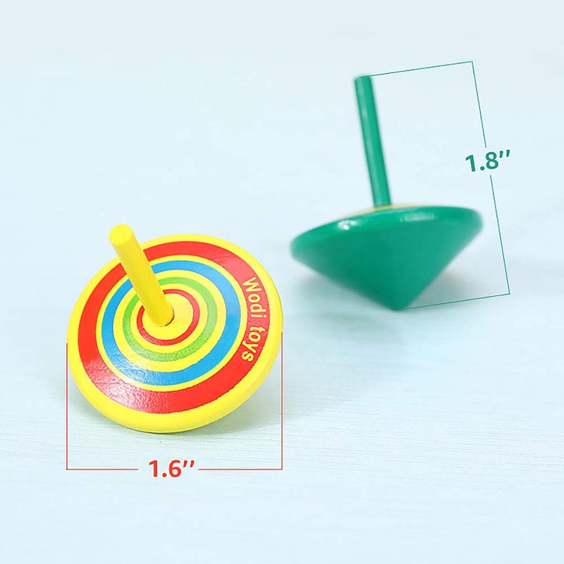 AP ARTSPER Wood Spinning Tops, Multicolored Painted Kids Novelty Wooden Gyroscopes, Fun Flip Tops, Assorted Standard Tops, Kindergarten Education Toys - Party Favors, Prize, Great Gift, 10 Pcs/Set (Colorful) - Image 5