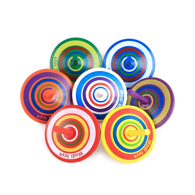 AP ARTSPER Wood Spinning Tops, Multicolored Painted Kids Novelty Wooden Gyroscopes, Fun Flip Tops, Assorted Standard Tops, Kindergarten Education Toys - Party Favors, Prize, Great Gift, 10 Pcs/Set (Colorful) - Image 4