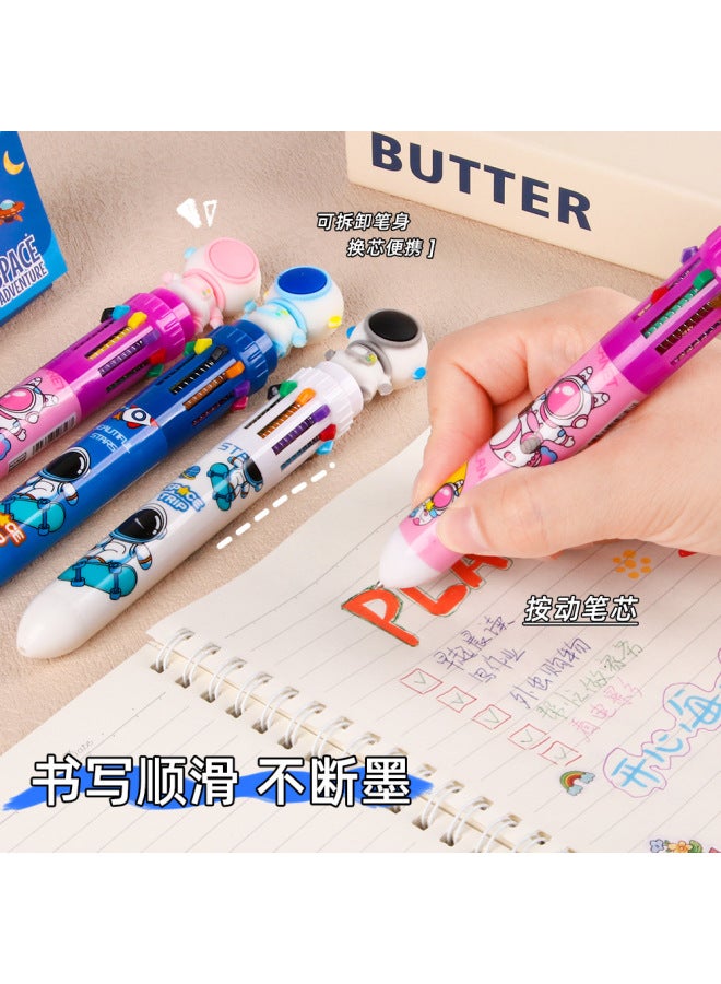 HELPS Ten Color Astronaut Ballpoint Pen Press Hand Account Pen High Color Value Cartoon Large Capacity Student Color Pen Stationery - Image 3