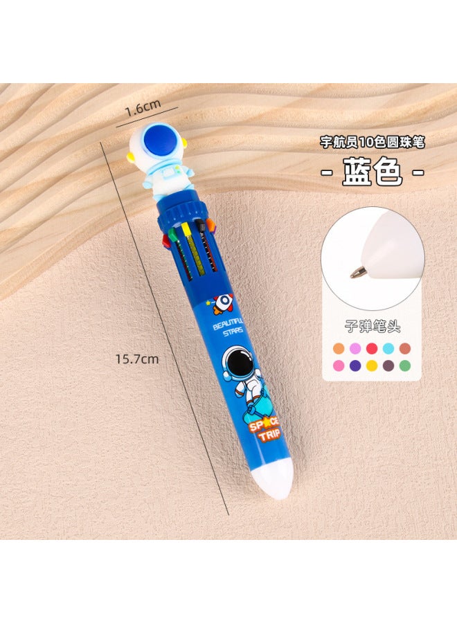 HELPS Ten Color Astronaut Ballpoint Pen Press Hand Account Pen High Color Value Cartoon Large Capacity Student Color Pen Stationery - Image 1