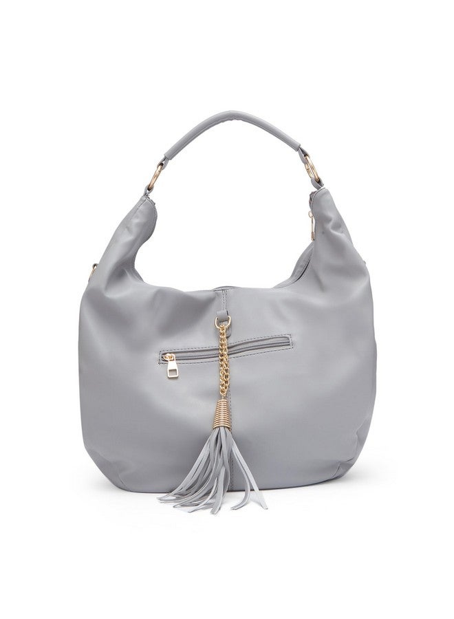 globus Globus Women Grey Solid Vegan Leather Hobo Bag  - Image 2