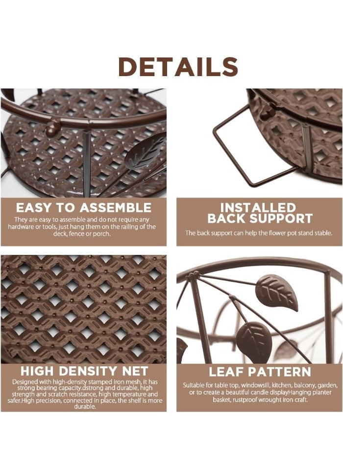 Soofam Iron Art Metal Railing Flower Pot Hanging Basket for Indoor Pot Holder Hanger 3 Pack Outdoor Plants Perfect for Porches and Patio Decor Leaf Pattern (Black) - Image 5