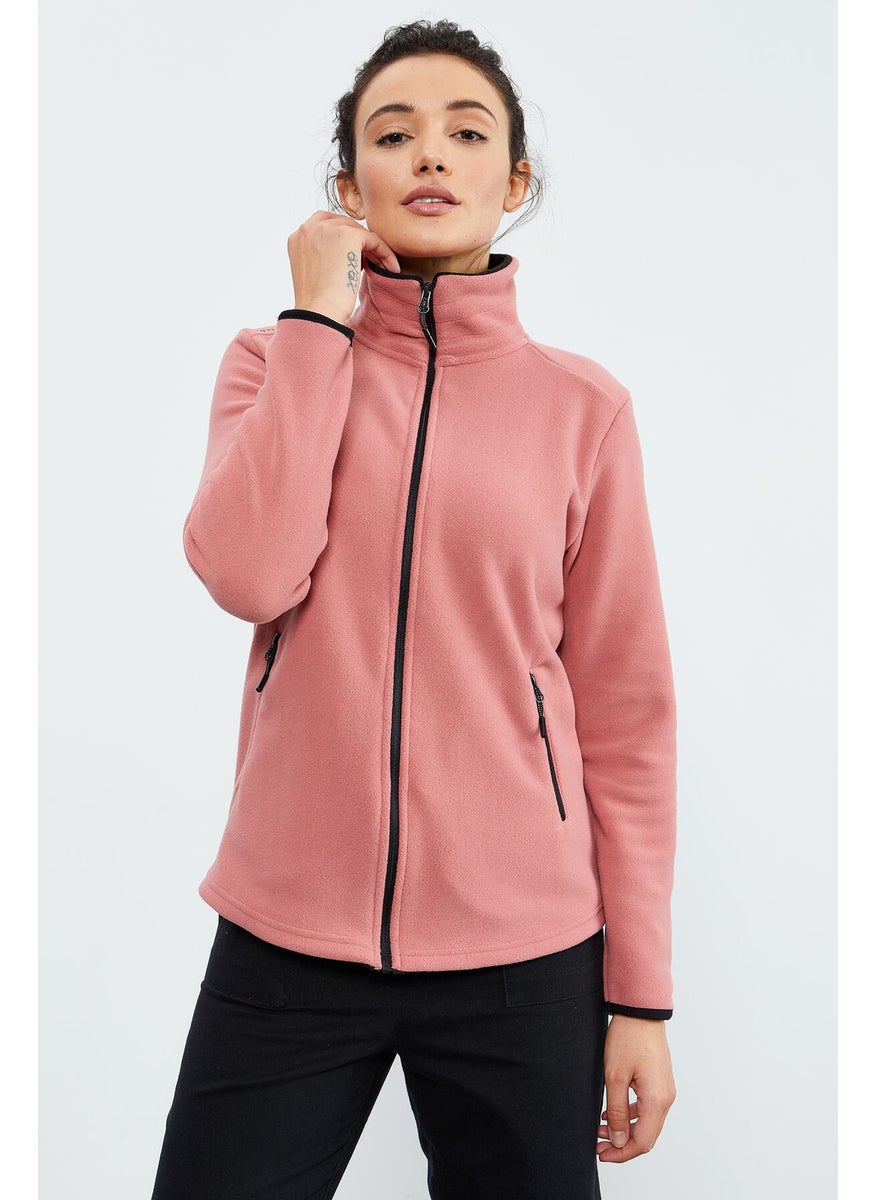 Tommy Life Wild Rose Stand Collar Zippered Comfortable Form Women's Polar Fleece Sweatshirt - 97173  - Image 1