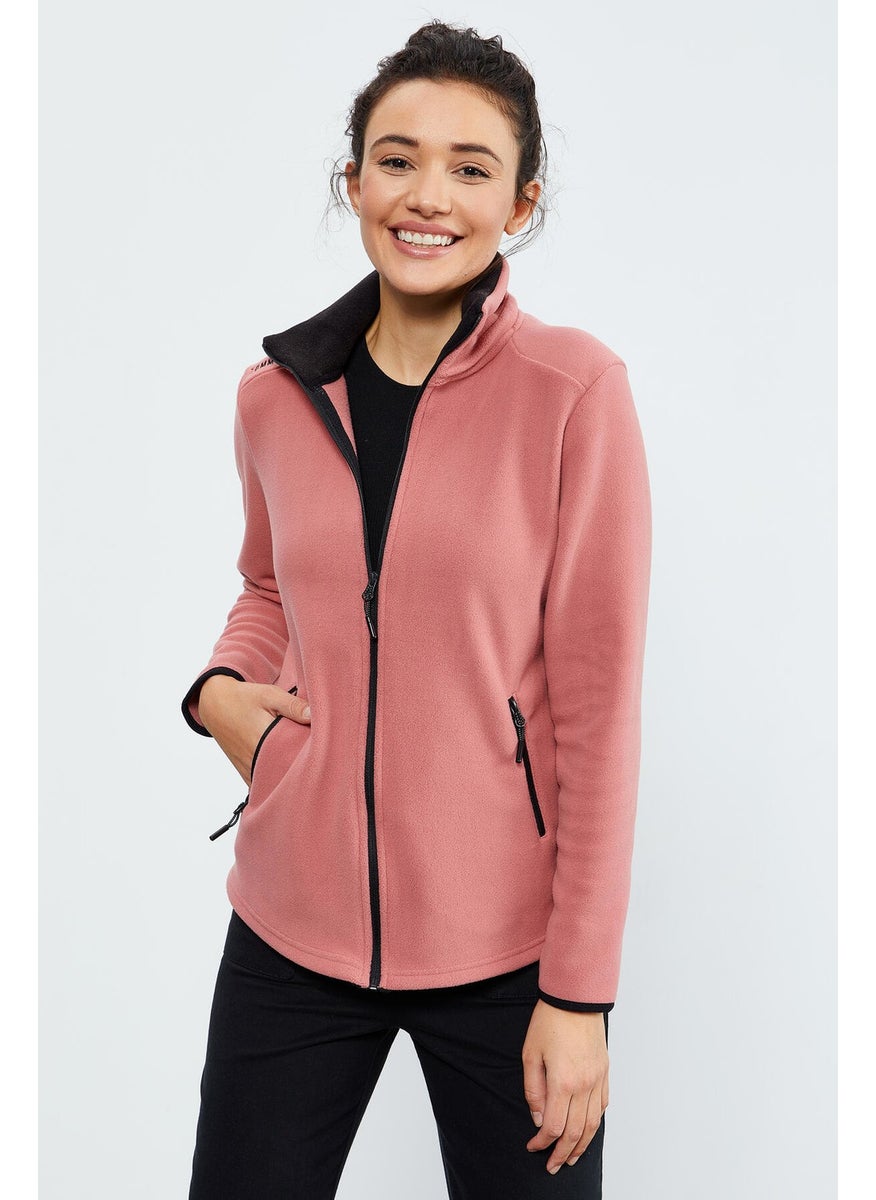 Tommy Life Wild Rose Stand Collar Zippered Comfortable Form Women's Polar Fleece Sweatshirt - 97173  - Image 5