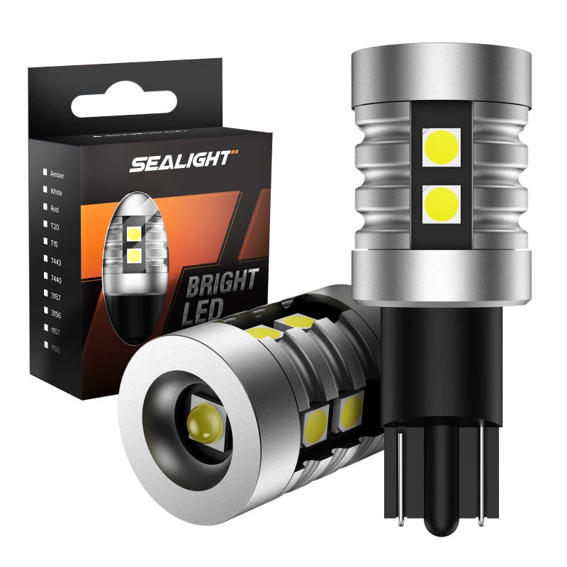 أضواء العكس LED SEALIGHT 921 912 لمبات T15 LED 1000LM سطوع فائق ضوء أبيض زينون 906 902 أضواء احتياطية أضواء عكسية للسيارة صندوق الأمتعة