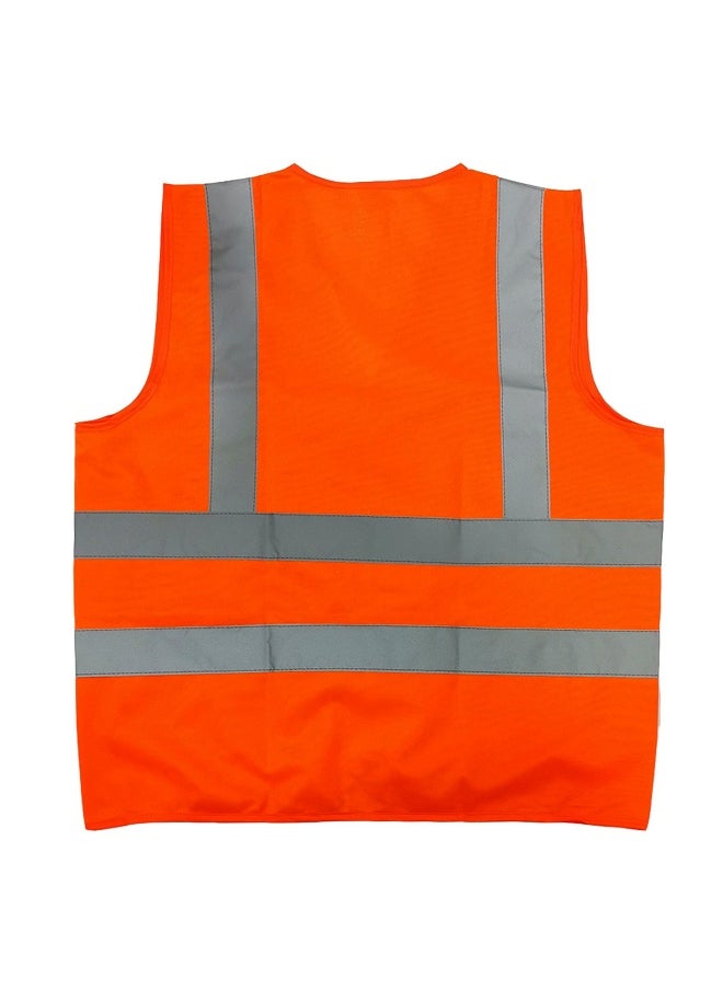 TAHA Herring Safety Jacket Cloth 4-Line Strips Orange Safety Jacket – High-Visibility, Durable, and Comfortable | Size-M  - Image 2
