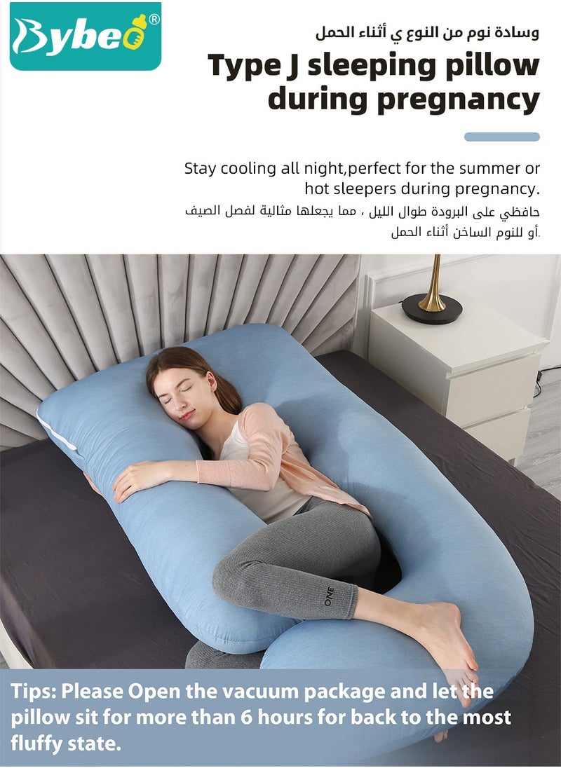 بيبو - وسادة الحمل مع غطاء بتقنية التبريد، وسائد الحمل للنوم، دعم الجسم بشكل حرف U للظهر والوركين والساقين والبطن، لا غنى عنها للنساء الحوامل - Image 1