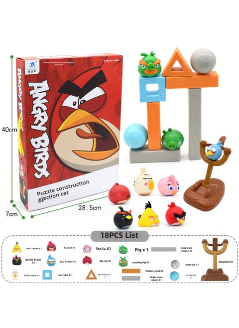 Genuine Angry Birds Toys Suit Boys Interactive Puzzle Scenes Build A Full Set Of Ejection Children's Toys-Color:669-5 Flip Color Box 18PCs