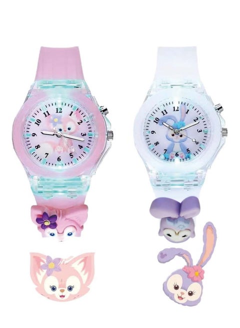 2 Pcs Kids Watches,3D Lovely Cartoon Digital Sport Watch Silicone Wristwatches Best Gift for 3-11 Year Old Girls Boys,Time Teaching Easy to Read Time Clearly at Night