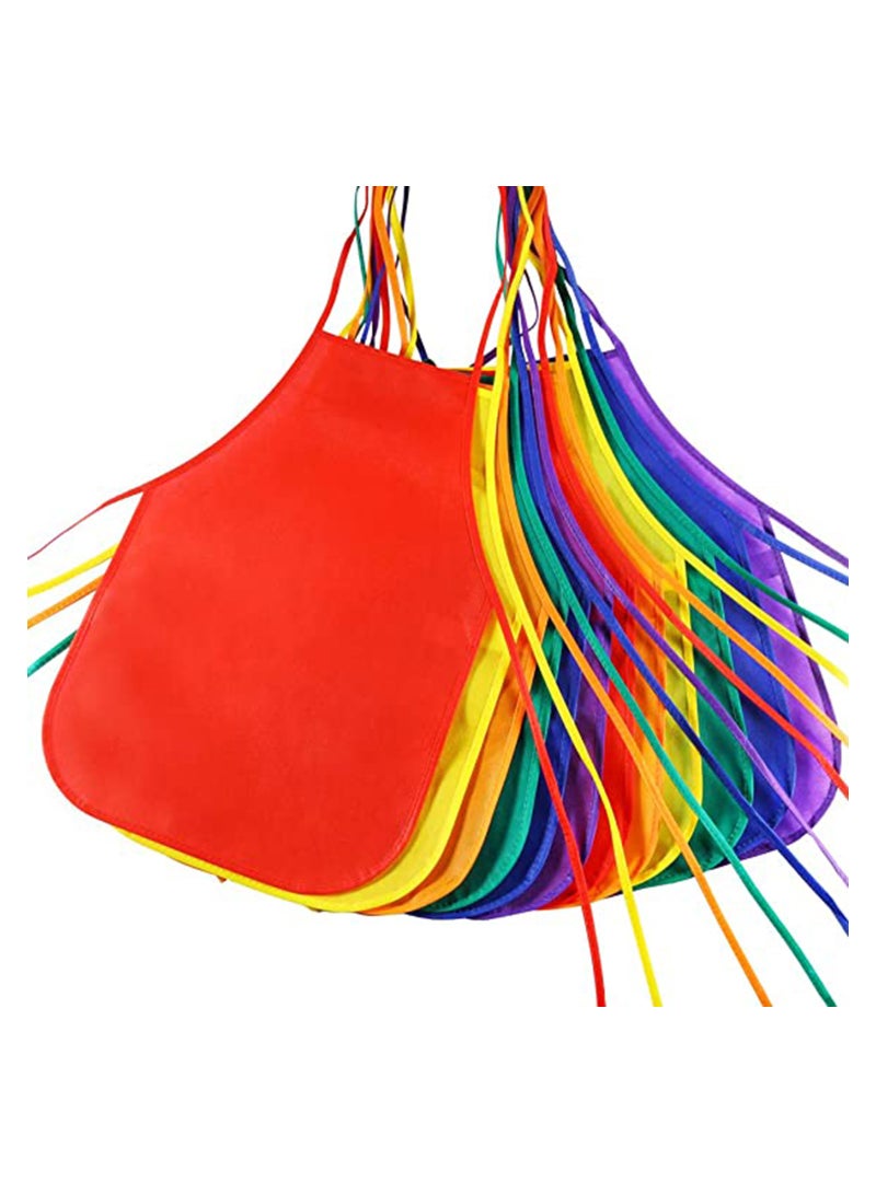 KASTWAVE 12 Pieces 6 Colors Kids Painting Aprons, Children's Fabric Art Smock for Cooking, Baking and Crafts, Multi Colors Kids Size for Painting Activity Classroom DIY Project - Image 1