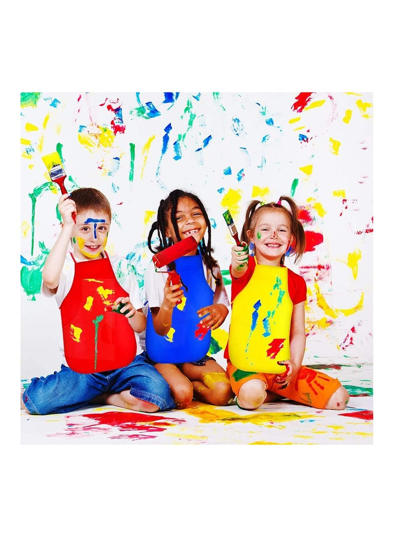 KASTWAVE 12 Pieces 6 Colors Kids Painting Aprons, Children's Fabric Art Smock for Cooking, Baking and Crafts, Multi Colors Kids Size for Painting Activity Classroom DIY Project - Image 3