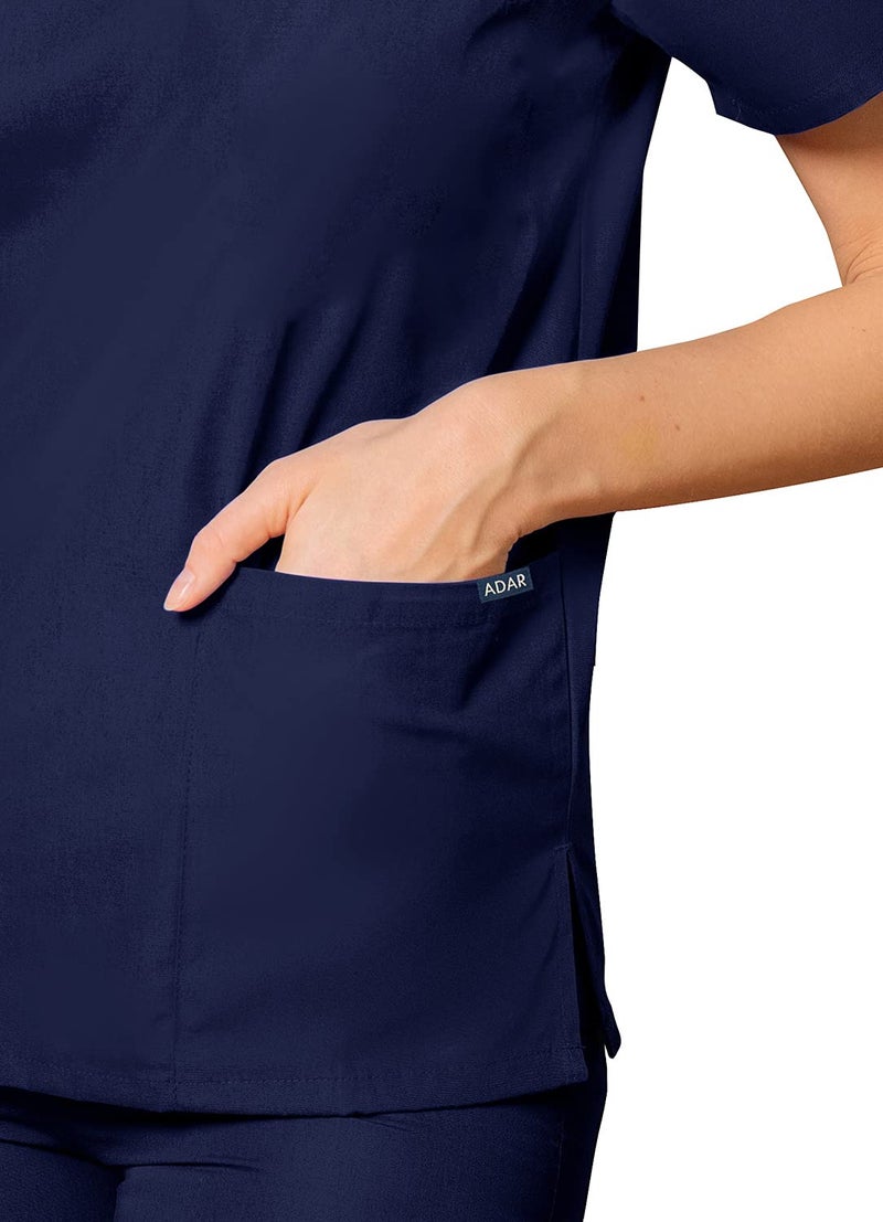 Adar Uniforms, Universal Unisex Scrubs - Unisex Drawstring Scrub Set - 701 - Navy - XL - Image 3