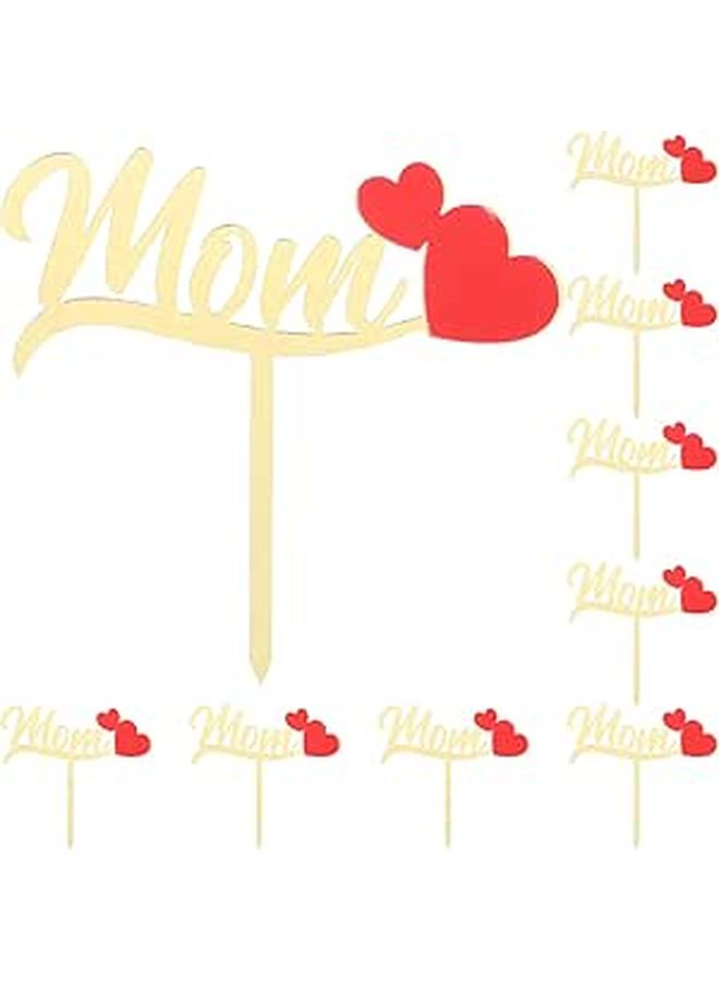 10 Pcs Non Edible Mother Day Cake Topper Set For Party Decorations - Image 1