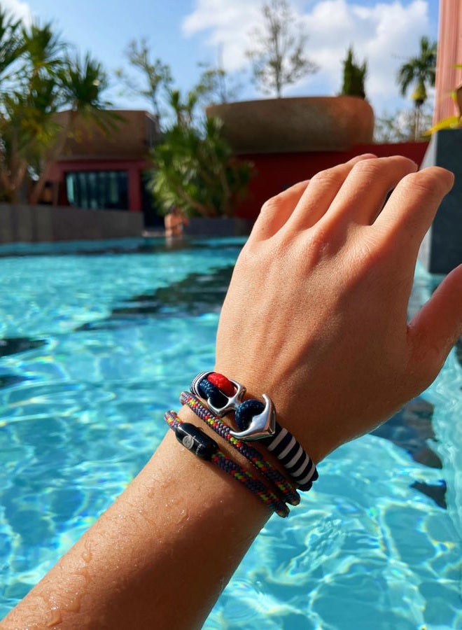 BTEYIVTA Anchor Rope Bracelet for Men, Handmade Nautical Rope Bracelet with Stainless Steel Clasp, Durable Rope Wristband, Unique Choice for Men, Women, Teens & Couples (Blue Red, Large) - Image 3