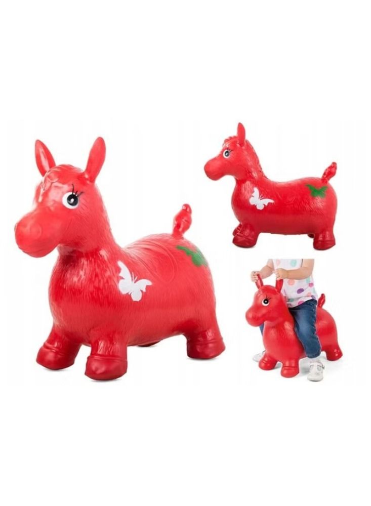 Inflatable Jumping and Riding Bouncing Horse Hopper Animal Toy (Red, 2 Years +, Standard Size) - Image 3