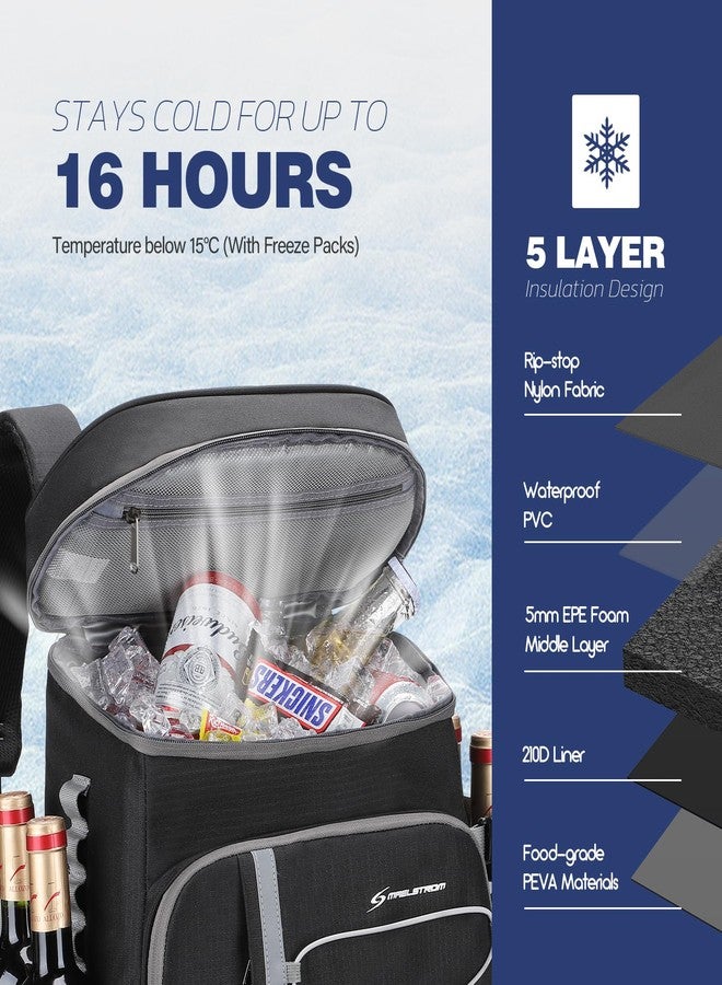 Maelstrom Cooler Backpack,50 Can Backpack Cooler Leakproof,Insulated Soft Cooler Bag,Camping Cooler,Beach Cooler,Ice Chest Backpack,Lightweight Travel Cooler Lunch Backpack for Hiking,Shopping,Black - Image 2