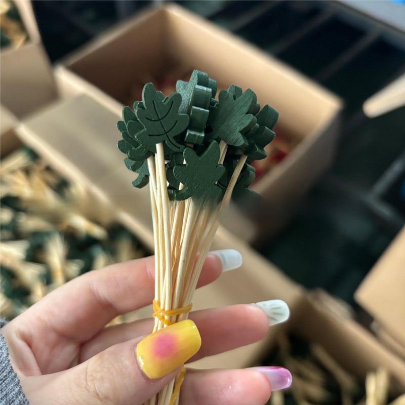Tropical Leaf Cocktail Picks for Summer BBQ Oak leaves 100 pcs/bag