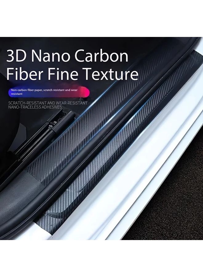 3D Carbon Fiber Car Door Anti Collision Strip Threshold Protector Sticker 3 94inch by 196 85inch Universal 4 Models - Image 2