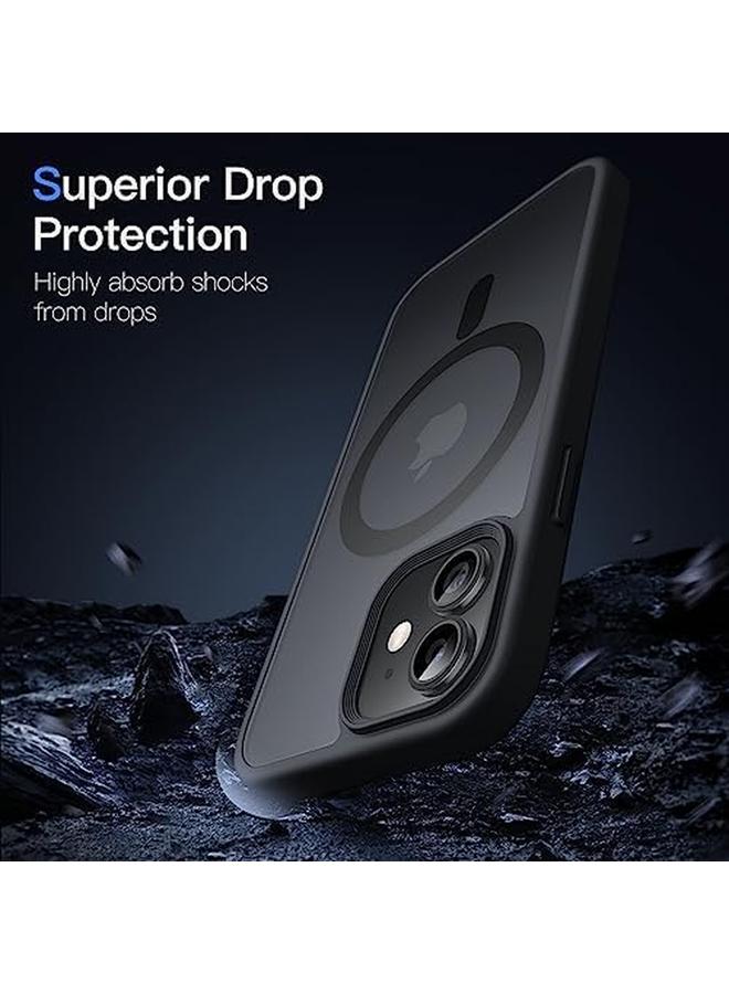 جي تيك جراب مغناطيسي لهاتف Iphone 12 Mini مقاس 5.4 بوصة متوافق مع Magsafe، غطاء خلفي شفاف غير لامع رفيع مقاوم للصدمات، أسود - Image 5