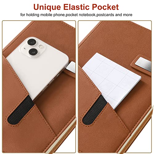 Mousbull A5 Lined Leather Journal with Pen, 240 Pages Refillable Hardcover Notebook with Pocket and Magnetic Buckle, 80gsm Thick Daily Diary for Men and Women, Great Gift for Business School Travel Personal - - Image 2