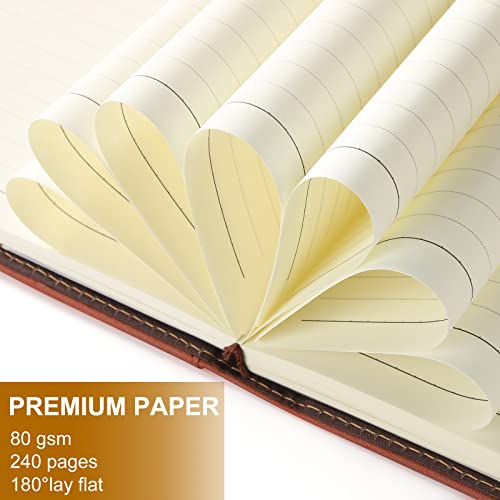 Mousbull A5 Lined Leather Journal with Pen, 240 Pages Refillable Hardcover Notebook with Pocket and Magnetic Buckle, 80gsm Thick Daily Diary for Men and Women, Great Gift for Business School Travel Personal - - Image 4