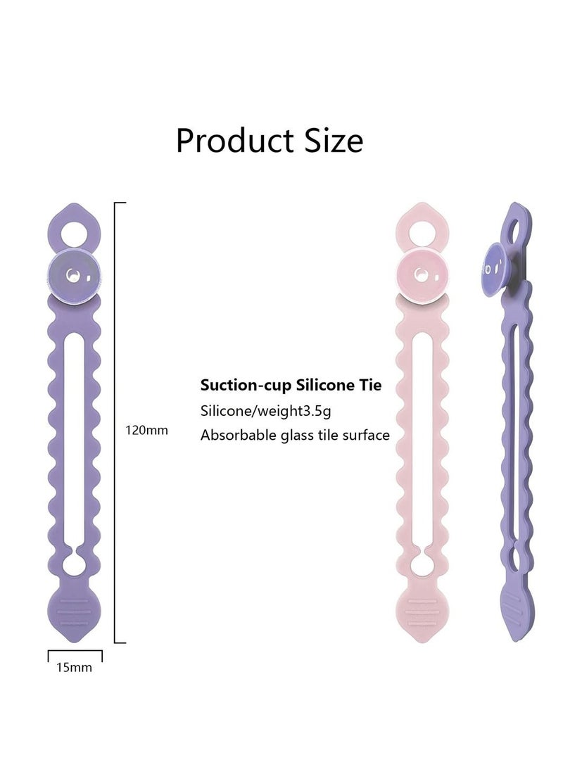 Captaintech 15 Pcs Silicone Cable Ties, 5 Color Reusable Cord Organizer for Desk,Wire Cord Organizer for Home Office travel (Black White Pink Purple Green) - Image 3