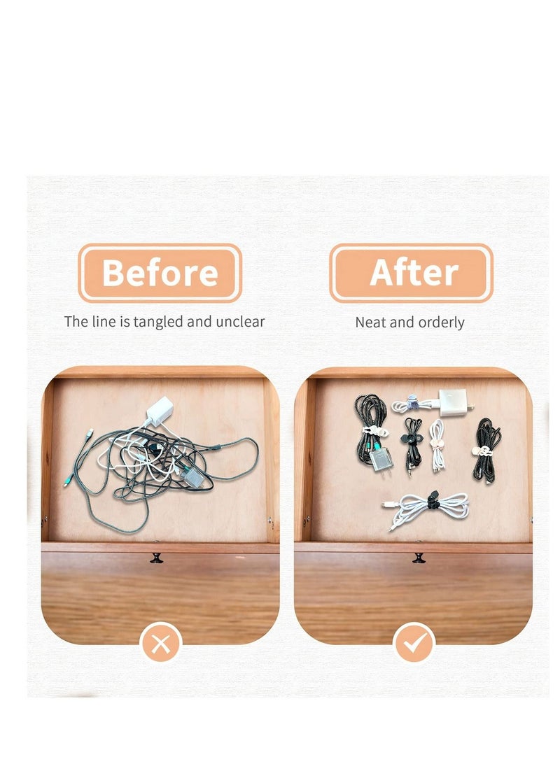 Captaintech 15 Pcs Silicone Cable Ties, 5 Color Reusable Cord Organizer for Desk,Wire Cord Organizer for Home Office travel (Black White Pink Purple Green) - Image 5