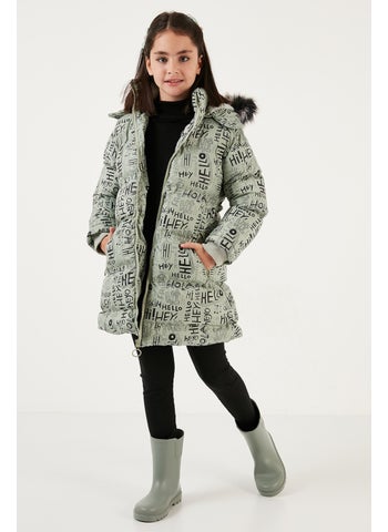 Faux Fur Collar Text Printed Removable Hooded Plush Lined Winter Coat Girl's Coat 5761984 - pzsku/Z106A5764263E40E24BECZ/45/_/1725791642/691a02c0-3f69-4436-bae1-ed2437279fb6