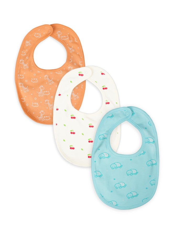 Kidbea Organic Cotton Baby Bib, Adjustable Snap Closure Soft Absorbent Feeding Bibs Apron for Newborns & Infants Child With Cute Prints | Reusable Baby Essential (Pack of 3) - Image 1
