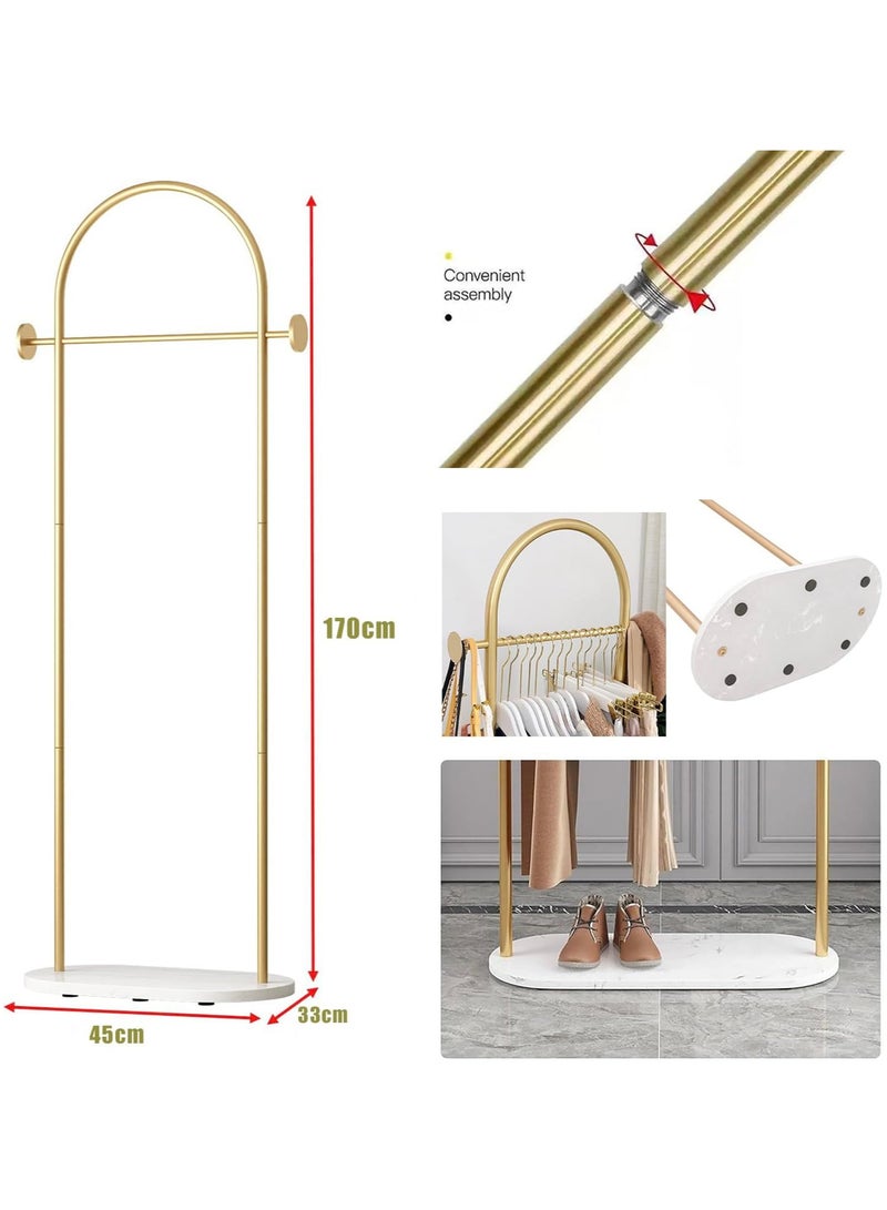 انسجام حامل معاطف وملابس عصري ومتعدد الاستخدامات، حامل معاطف بارتفاع 170 سم، حامل ملابس قائم بذاته بقاعدة من الرخام الطبيعي المستقر، حامل ملابس عالي التحمل، حامل شماعات معاطف للحقيبة والقبعة والوشاح والسترات لغرفة النوم وغرفة المعيشة - Image 4