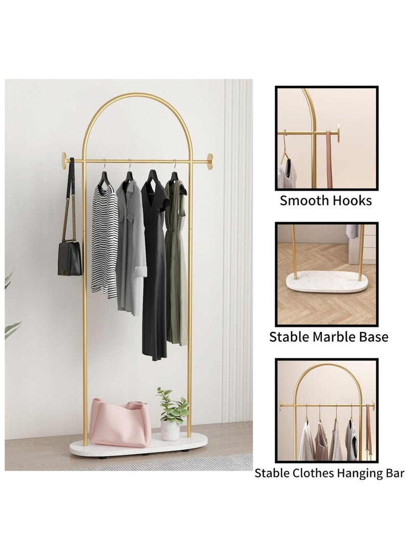 انسجام حامل معاطف وملابس عصري ومتعدد الاستخدامات، حامل معاطف بارتفاع 170 سم، حامل ملابس قائم بذاته بقاعدة من الرخام الطبيعي المستقر، حامل ملابس عالي التحمل، حامل شماعات معاطف للحقيبة والقبعة والوشاح والسترات لغرفة النوم وغرفة المعيشة - Image 2