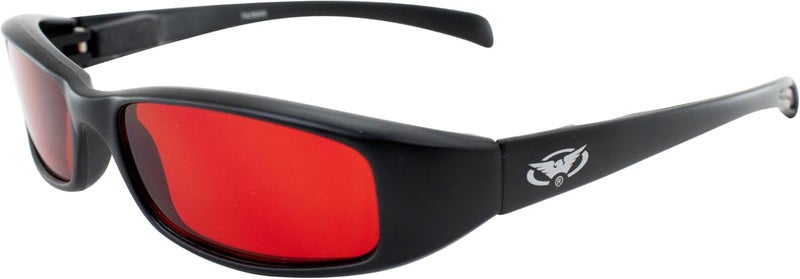 Global Vision نظارات دراجة نارية جديدة من جلوبال فيجن - إطار أسود مع عدسات حمراء - Image 1