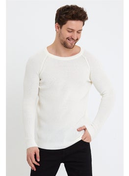 Cool Tarz Cool Style Men's White Wide Neck Knitwear SWEATER-TRZ3459R04S  - Image 2