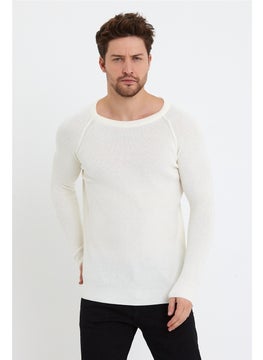 Cool Tarz Cool Style Men's White Wide Neck Knitwear SWEATER-TRZ3459R04S  - Image 1