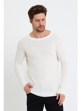 Cool Tarz Cool Style Men's White Wide Neck Knitwear SWEATER-TRZ3459R04S  - Image 4