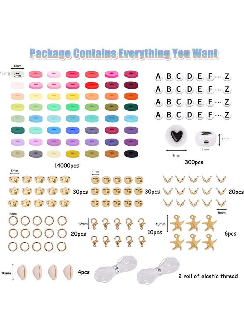 Moonmen 5600+PCS Clay Beads Bracelet Making Kit, 56 Color DIY Flat Preppy Beads for Friendship Jewelry Making,Polymer Heishi Beads with Charms Gifts for Teen Girls Crafts for Ages 4-12 - Image 5