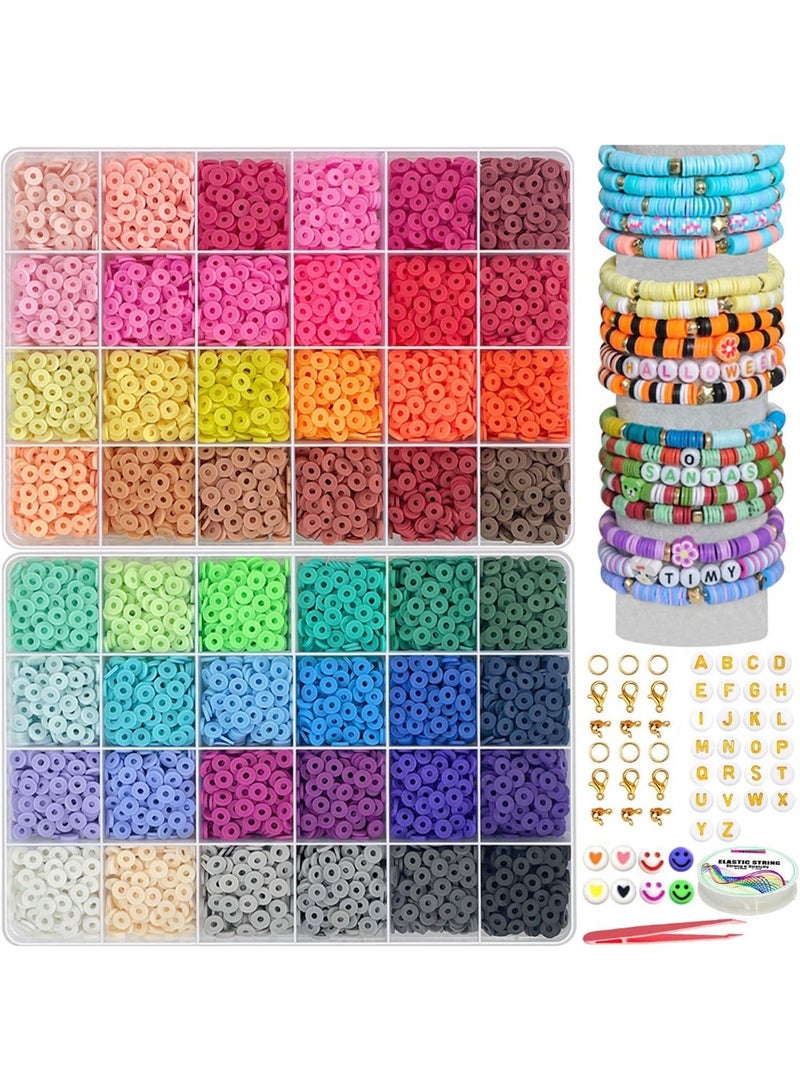 Moonmen 5600+PCS Clay Beads Bracelet Making Kit, 56 Color DIY Flat Preppy Beads for Friendship Jewelry Making,Polymer Heishi Beads with Charms Gifts for Teen Girls Crafts for Ages 4-12 - Image 4