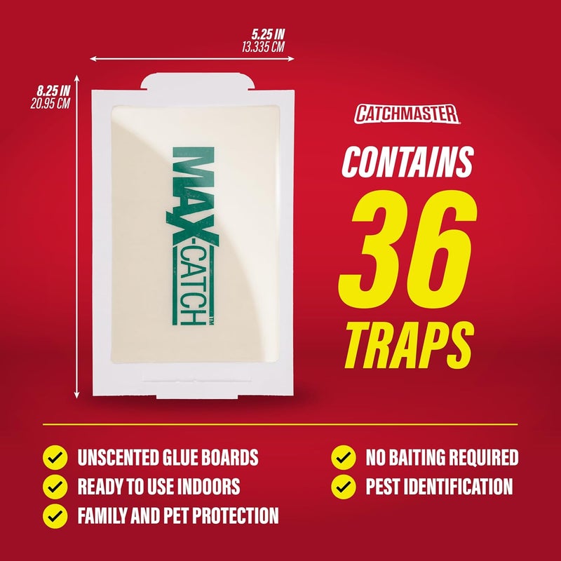 Catchmaster MAX-Catch Pest Glue Trap White by - 36 Boards Unscented, Ready to Use Indoors. Rodent Mouse Rat Insect Sticky Adhesive Simple Easy Simple Non-Toxic - Made in USA - Image 2