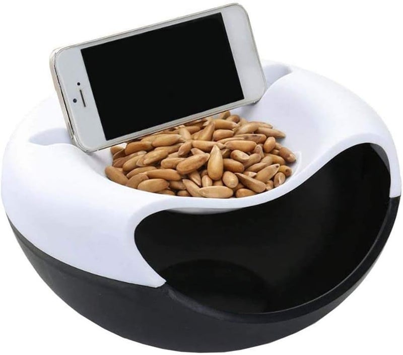 Plastic Lazy Fruit Bowl Multifunction Double Fruit Plate with Phone Holder - Image 1