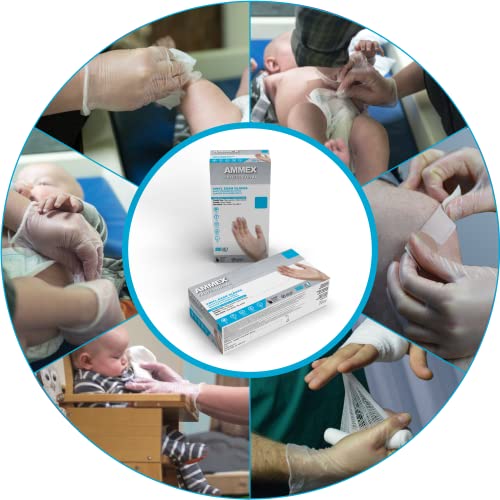 AMMEX Clear Vinyl Disposable Exam/Medical Gloves, 3 Mil, Latex/Powder-Free, Food-Safe, Smooth, Non-Sterile, Large, Box of 100 - Image 3