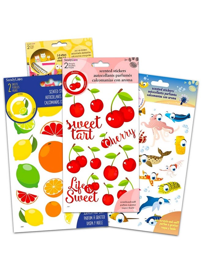 GIRL Scented Stickers Cherry Citrus Fruit Sticker Set Bundle 8 Pack Girls Craft Stickers Fruit Stickers Girls Scrapbook Set (Girls Scrapbook Kit)  - Image 2