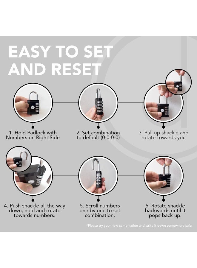 desired tools Padlock 4 Digit Combination Lock - for Gym School Locker, Outdoor Gate, Shed, Fence, and Storage, Combo Luggage Lock - Locker Lock- Weatherproof Metal - Keyless, Easy to Set, Resettable - Blue - Image 2