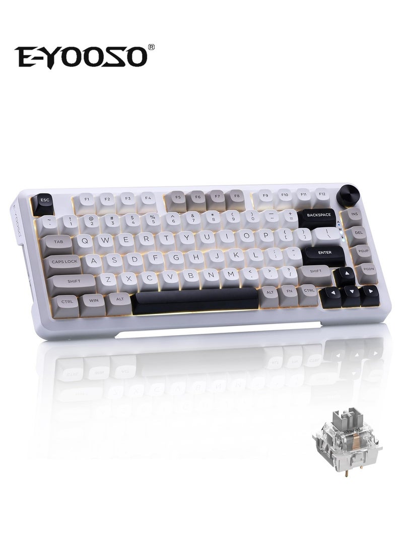 E-YOOSO Z82 Wireless Mechanical Keyboard, 75% Gasket Hot Swappable RGB Gaming Keyboard, 3-Modes 81 Keys Compact Mechanical Keyboard with Dedicated Knob Control and Sound Absorbing Pads, PBT Keycaps - Image 1