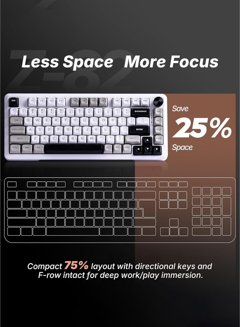 E-YOOSO Z82 Wireless Mechanical Keyboard, 75% Gasket Hot Swappable RGB Gaming Keyboard, 3-Modes 81 Keys Compact Mechanical Keyboard with Dedicated Knob Control and Sound Absorbing Pads, PBT Keycaps - Image 4