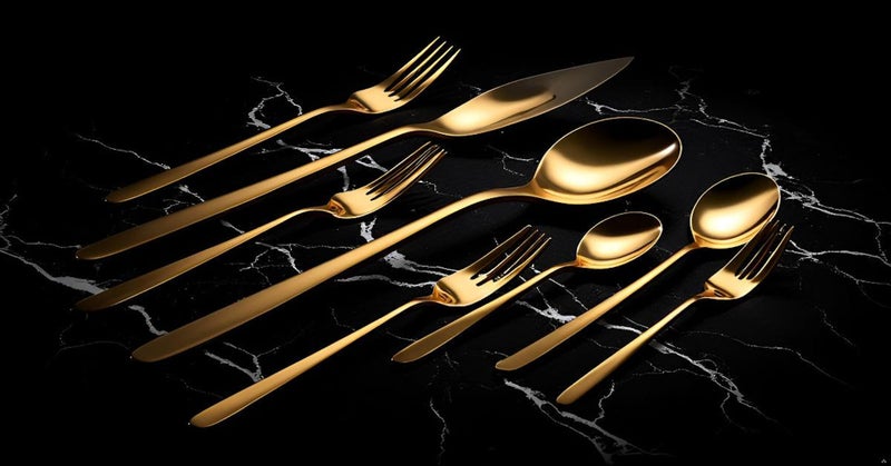 Lightahead 24pcs Stainless Steel Flatware Tableware Premier Quality Gold Colored Cutlery Set in attractive GoldenGift box (Golden) - Image 3