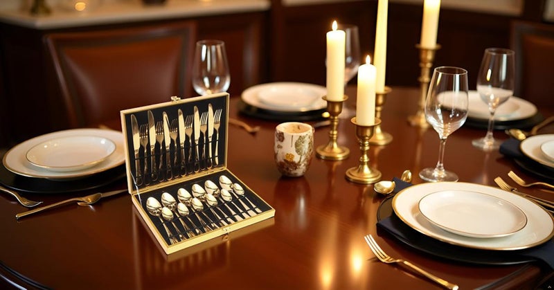 Lightahead 24pcs Stainless Steel Flatware Tableware Premier Quality Gold Colored Cutlery Set in attractive GoldenGift box (Golden) - Image 4