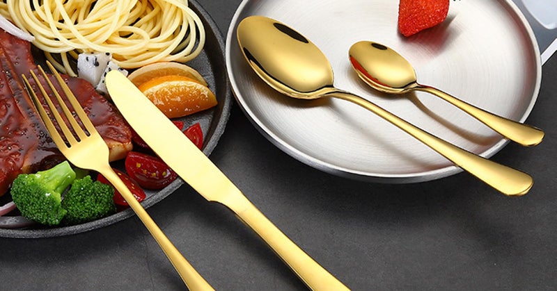 Lightahead 24pcs Stainless Steel Flatware Tableware Premier Quality Gold Colored Cutlery Set in attractive GoldenGift box (Golden) - Image 5