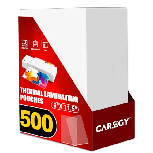 CAREGY 500 Pack Laminating Sheets,Holds 8.5 x 11 Inch Sheets,Thermal Laminating Pouches, 3 Mil, 9 x 11.5 Inches Lamination Sheet Paper for Laminator, Round Corner Letter Size - Image 1