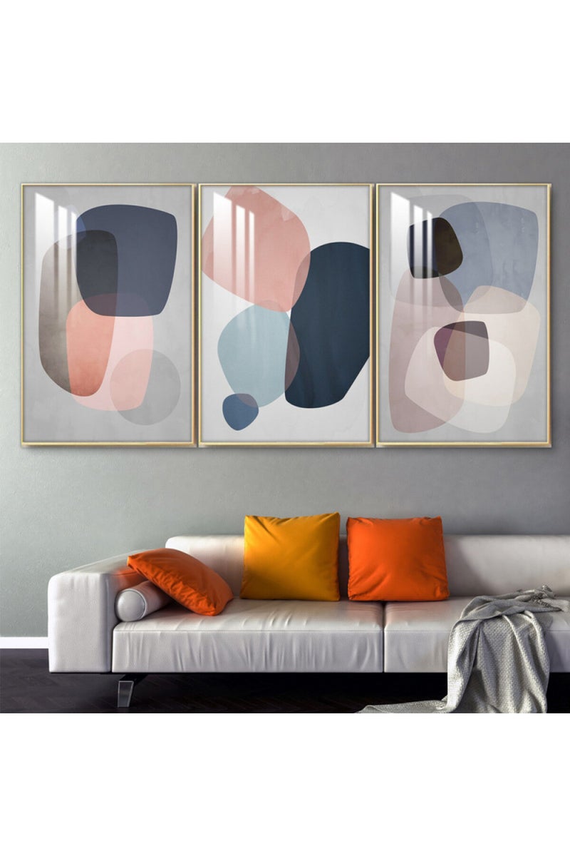 ماركتنا ثلاث لوحات جدارية خشبية بإطار وطبقة أكريليك شفافة - Image 1